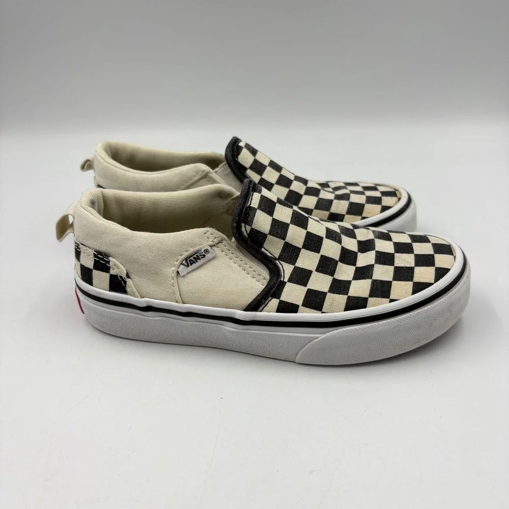 Vans Slip-On Kids Size 12.5 Black White Good Checkerboard Canvas Sneakers